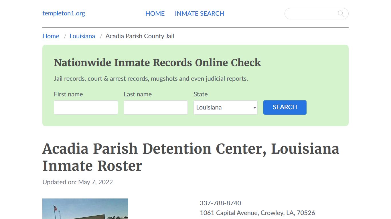 Acadia Parish Detention Center, Louisiana Inmate Roster